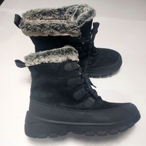 All in Motion Women's Black Faux Fur Snow Boots Size 12 Thermolite.
